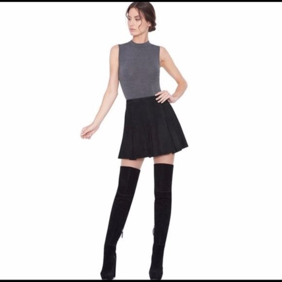 ALICE + OLIVIA Lamb Suede Leather Mini Skirt Size: XSUS 2